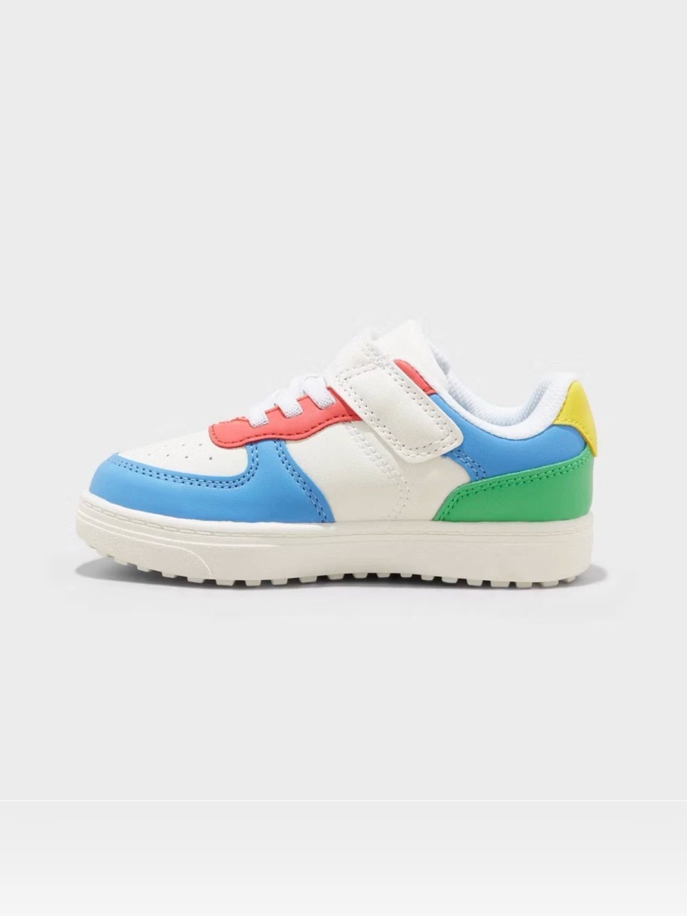 Cat & Jack Kids White Sneakers with Blue, Green, Red & Yellow Accents Sz 11